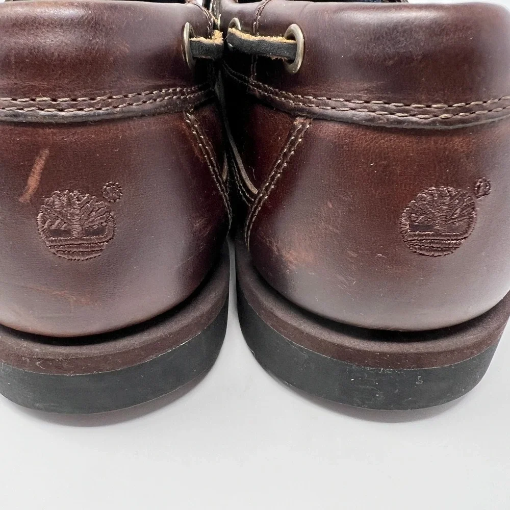Timberland 2 Eye Shoes‎ Mens 10 Brown Leather Boat Deck Moc Toe Casual Comfort